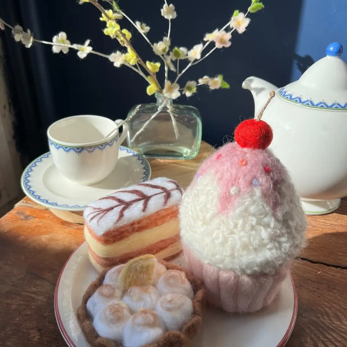 Cupcake  en laine feutrée