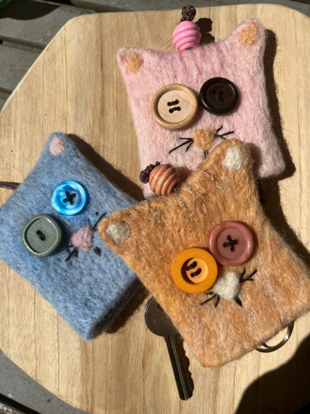 Porte-clés pochette chat